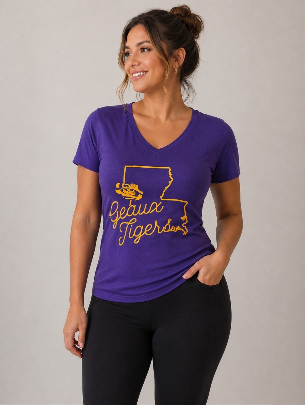 LSU Geaux Tigers Tee From Captivating In Regal Purple Size Large New With Tags
